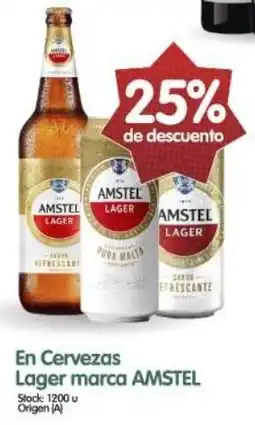 Supermercados Buenos Días Amstel en cervezas lager marca oferta