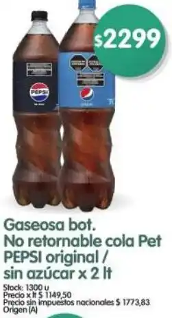 Supermercados Buenos Días Pepsi original/ sin azúcar gaseosa bot. no retornable cola pet oferta
