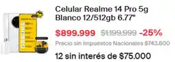Naldo Lombardi Realme celular 14 pro 5G blanco oferta