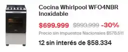 Naldo Lombardi Whirlpool cocina wf04nbr inoxidable oferta
