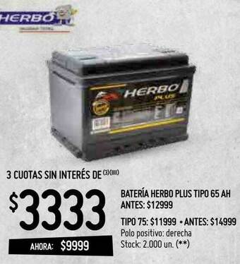Changomas Batería Herbo Plus Tipo 65 Ah oferta