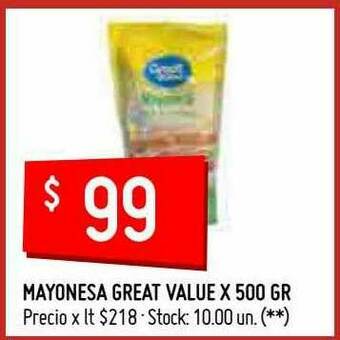 Changomas Mayonesa Great Value oferta