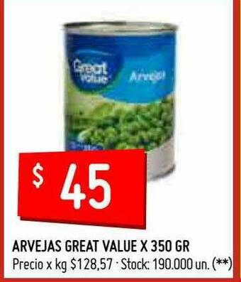 Changomas Arvejas Great Value oferta