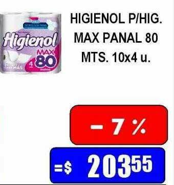 Dulcenter Higienol P Hig Max Panal oferta