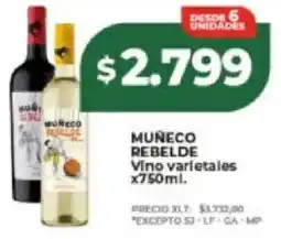 Supermayorista Vital Muñeco rebelde vino varietales x oferta