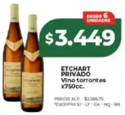 Supermayorista Vital Etchart privado vino torrontes oferta