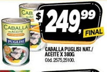 Supermercados Yaguar Caballa Puglisi Nat./ Aceite x 380g oferta