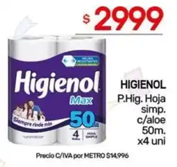 Nini Mayorista Higienol p.hig. hoja simp. c/aloe oferta