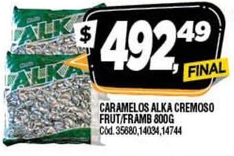 Supermercados Yaguar Caramelos Alka Cremoso Frut/Framb 800g oferta