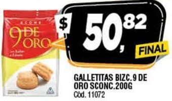 Supermercados Yaguar Galletitas Bizc. 9 De Oro Sconc, 200g oferta