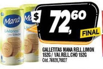 Galletitas Mana Rell. Limon 152g Vai. Rell Cho 152g