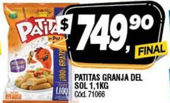 Supermercados Yaguar Patitas Granja Del Sol 1,1kg oferta