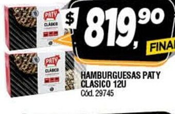Supermercados Yaguar Hamburguesas Paty Clasico 12u oferta
