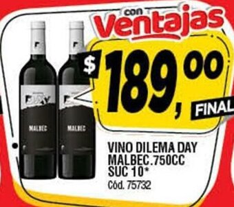 Supermercados Yaguar Vino Dilema Day Malbec 750cc oferta