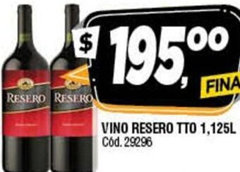 Supermercados Yaguar Vino Resero TTO 1,125L oferta