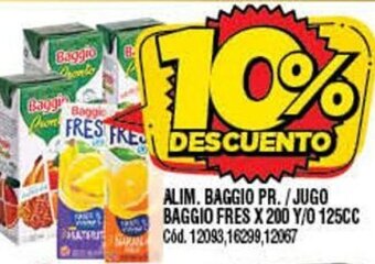 Supermercados Yaguar Alim. Baggio PR./Jugo Baggio Fres x 200 y/o 125cc oferta