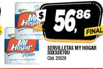 Supermercados Yaguar Servilletas My Hogar 33x33x70u oferta