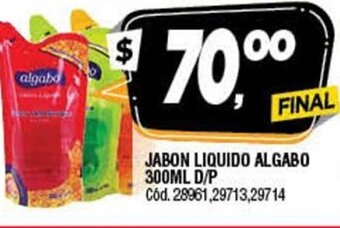 Supermercados Yaguar Jabon Liquido Algabo 300ml D/P oferta