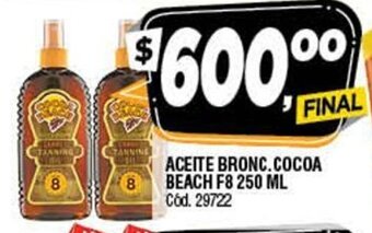 Supermercados Yaguar Aceite Bronc.Cocoa Beach F8 250ml oferta