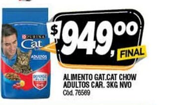 Alimento Gat.Cat Chow Adultos Car 3kg NVO