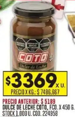 Coto COTO dulce de leche oferta