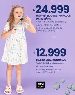 Changomas H&G vestidos estampados para niñas oferta