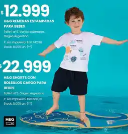 Changomas H&G remeras estampadas para bebes oferta