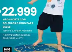 Changomas H&G shorts con bolsillos cargo para bebes oferta