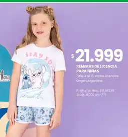 Changomas Remeras de licencia para niñas oferta