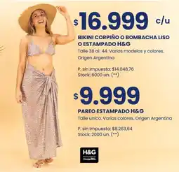Changomas H&G bikini corpiño o bombacha liso o estampado oferta