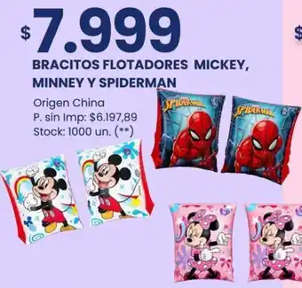 Changomas Bracitos flotadores mickey, minney y spiderman oferta