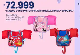 Changomas Chaleco con bracitos inflables mickey, minnie y spiderman oferta