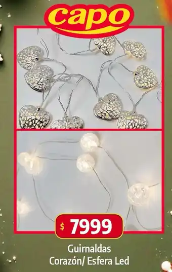 Capo guirnaldas corazón/ esfera led