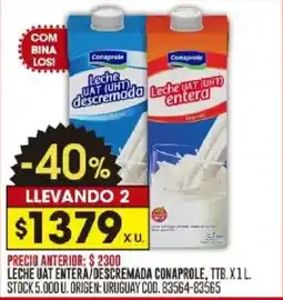 Coto Conaprole leche UAT entera/descremada oferta