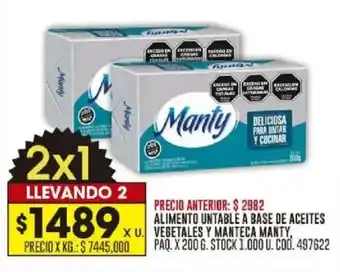 Manty alimento untablea a base de aceites vegetales y manteca