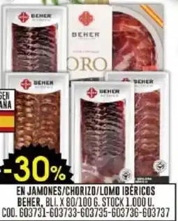 Coto Beher jamones/chorizo/lomo ibericos oferta