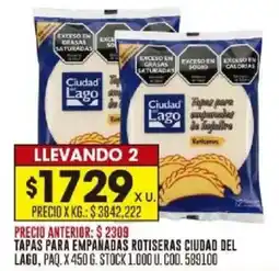 Coto Ciudad del Lago tapas para empanadas rotiseras oferta