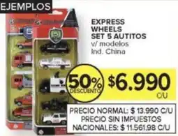 Carrefour Express wheels set 5 autitos v/ modelos oferta