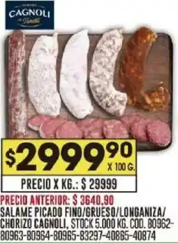 Coto Cagnoli salame picado fino/grueso/longaniza/chorizo oferta