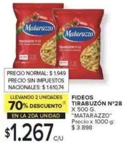 Carrefour Matarazzo fideo tirabuzón n°28 oferta