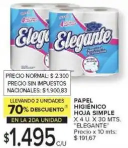 Carrefour Elegante papel higiénico hoja simple oferta
