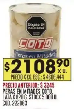 Coto COTO peras en mitades oferta