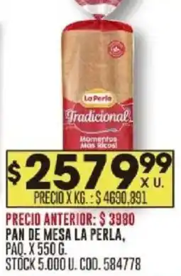 Coto La Perla pan de mesa oferta