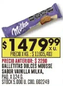 Coto Milka galletitas dulces mousse vainilla oferta