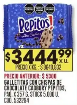 Coto Pepitos galletitas con chispas de chocolate cadbury oferta
