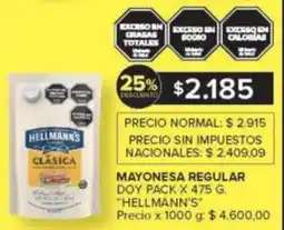 Carrefour Hellmann's mayonesa regular doy pack oferta