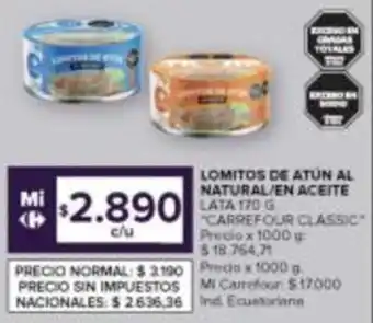Lomitos de atún al natural/en aceite lata