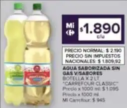 Carrefour Carrefour classic agua saborizada sin gas v/sabores botella oferta
