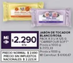 Carrefour Carrefour soft jabón de tocador blanco/rosa oferta