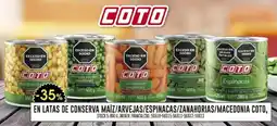 Coto COTO latas de conserva maíz/arvejas/espinacas/zanahorias/macedonia oferta